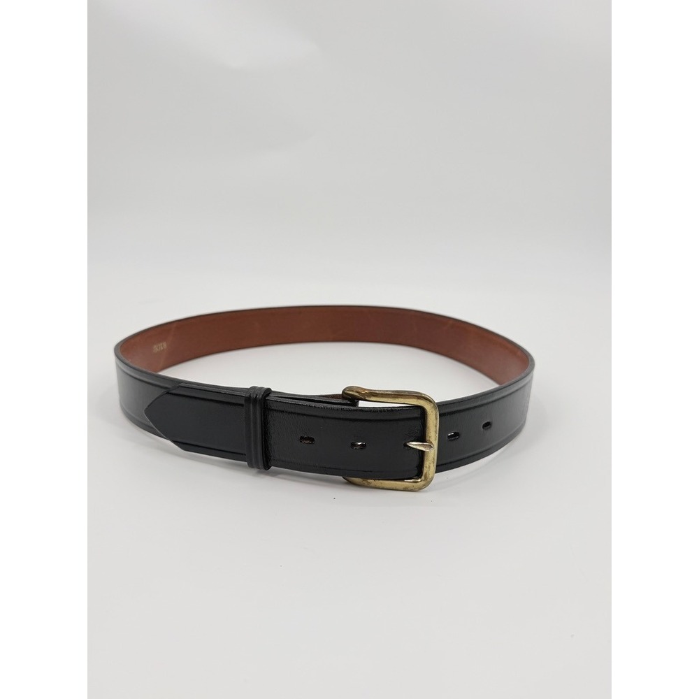 Don Hume Black Leather Trouser Belt B109 Solid Brass Buckle Duty Uniform Belt